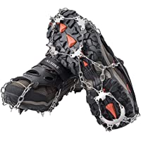 AUHIKE 19 Garras de Dientes Crampones Cubierta Antideslizante de Zapatos con Cadena de Acero Inoxidable para Excursiones…